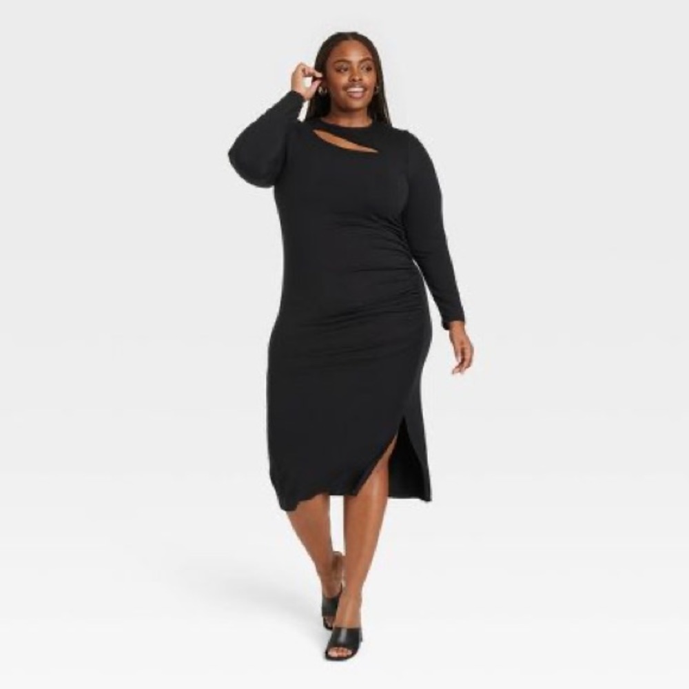 Women's Long Sleeve Slit Dress - Ava & Viv